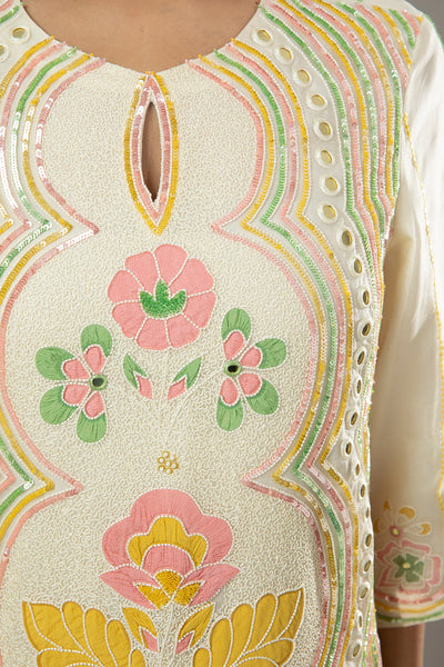 French vanilla candy applique & hand embroidered suit set