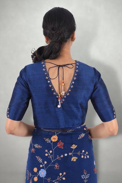 Blue Aari & Mirror Work Blouse