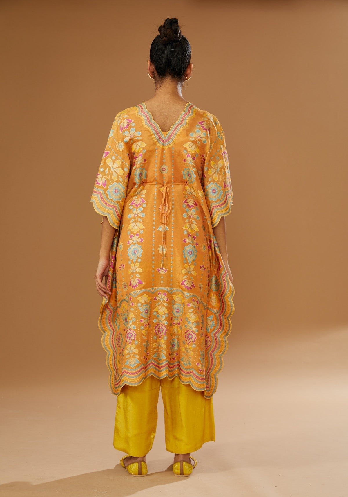 Colorful Hand Printed & Embroidered Kaftan Set