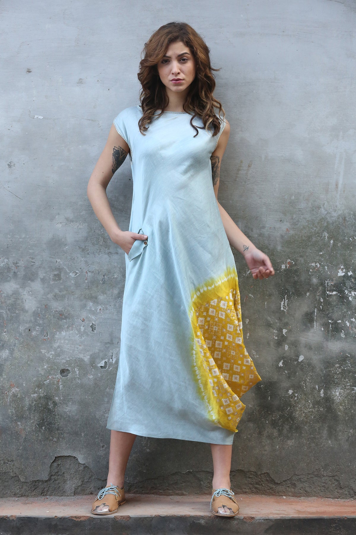 Blue Cowl Kurta Dress