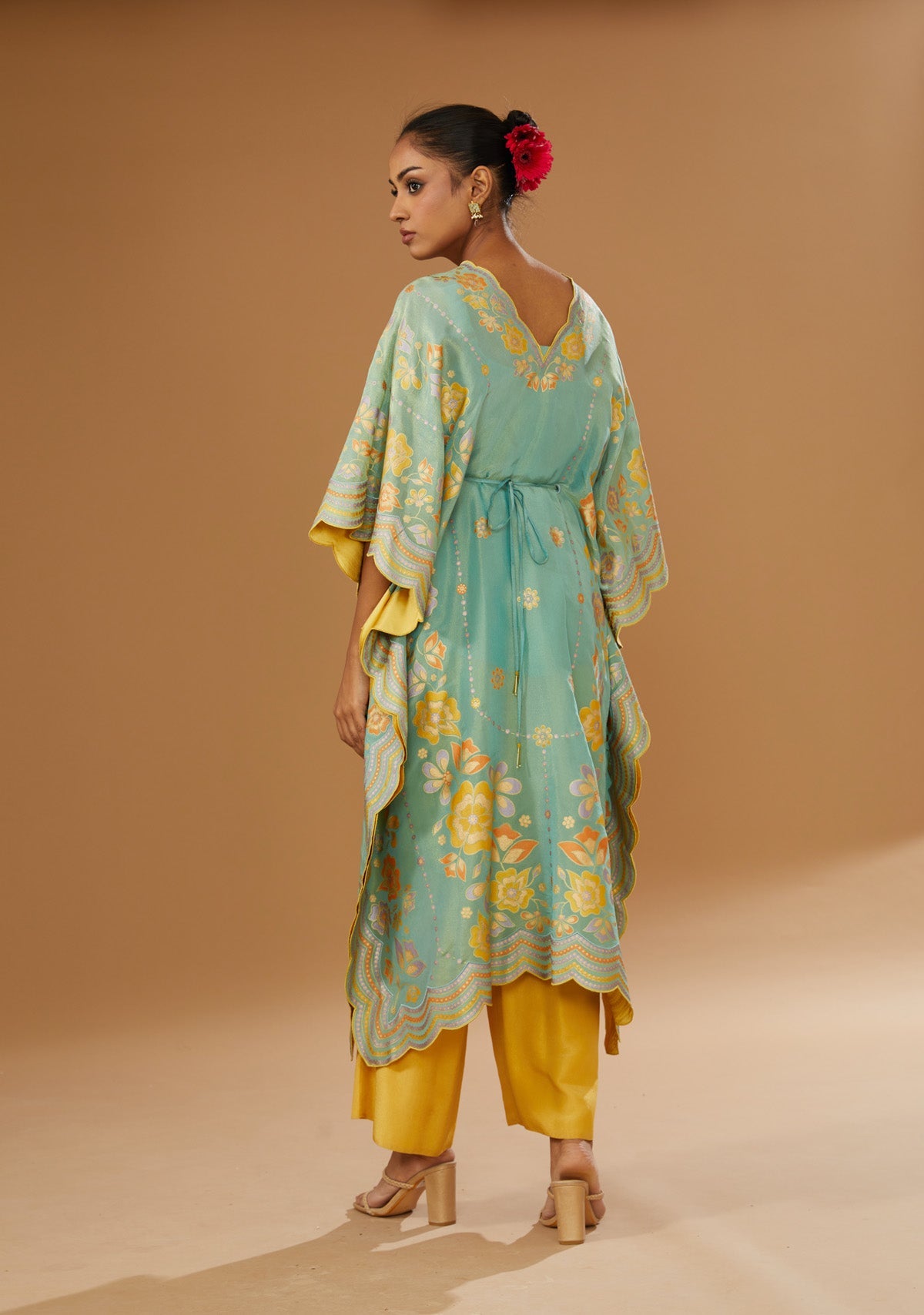 Colorful Hand Printed & Embroidered Kaftan Set